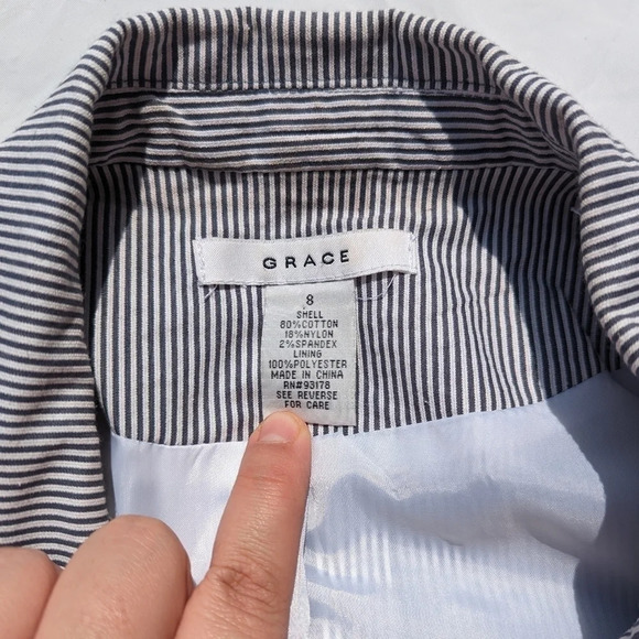 Grace Pinstripe Button Front Blazer  Woman's Size 8 - Picture 7 of 9